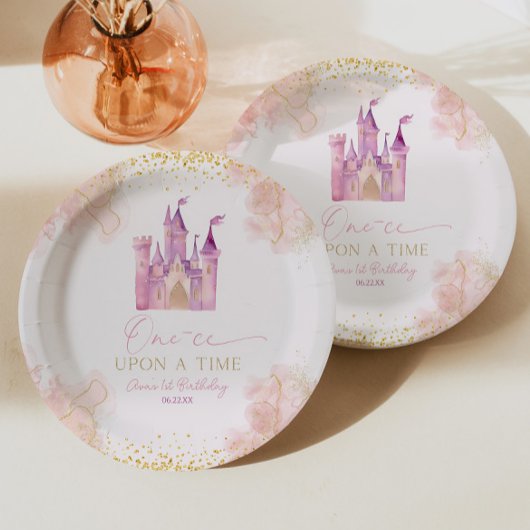 Assiettes En Carton Une fois Princesse 1er anniversaire fête