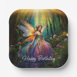 Assiettes En Carton Une forêt enchantée de fée magique Joyeux Annivers