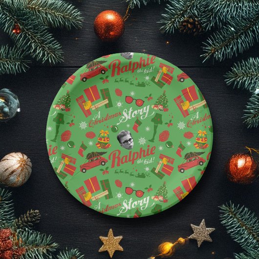 Assiettes En Carton Une histoire de Noël Motif d'icône verte