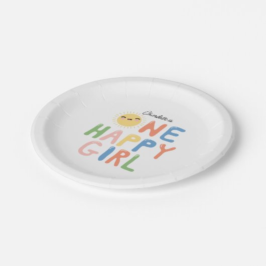 Assiettes En Carton Une joyeuse fille Invitation d'anniversaire 1er An (Angle)