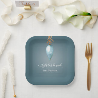 Assiettes En Carton Une Lumière Est Apparue | Aquarelle bleue Noël