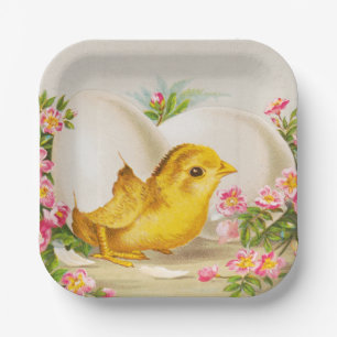 Assiettes En Carton "Une offrande de Pâques" Carte victorienne vintage