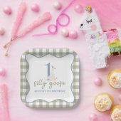 Assiettes En Carton Une oie soie bleue et verte (Fête)