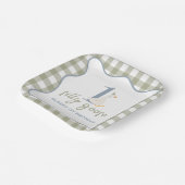 Assiettes En Carton Une oie soie bleue et verte (Angulaire)