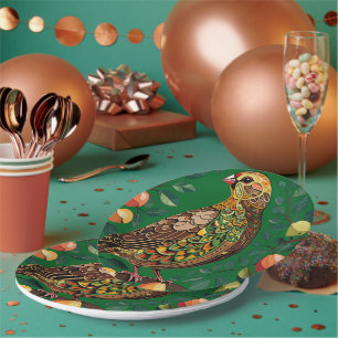 Assiettes En Carton Une Perdrix Dans Un Arbre À Poires Découpé Comme U