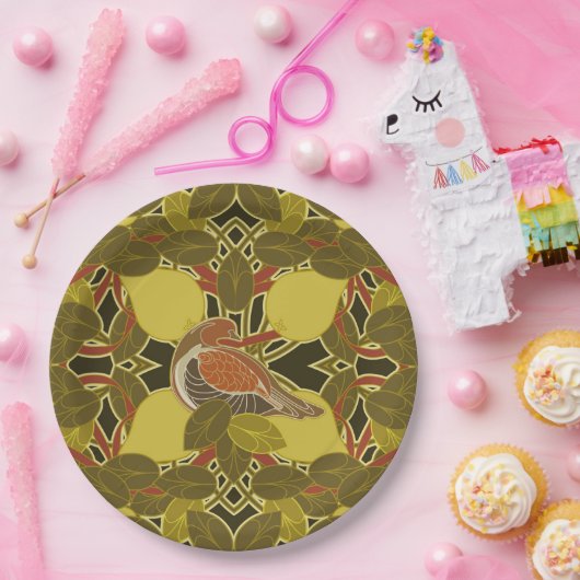 Assiettes En Carton Une Perdrix Dans Une Plaque En Papier Poirier (Fête)