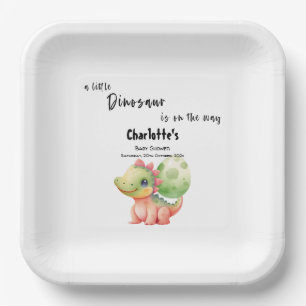 Assiettes En Carton Une petite Baby Shower de dinosaure est en route