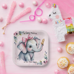 Assiettes En Carton Une petite cacahuète est en route Fille Baby Showe