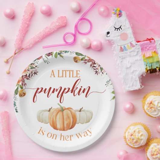 Assiettes En Carton Une petite citrouille est en route (Fête)