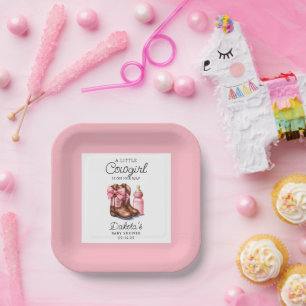 Assiettes En Carton Une Petite Cowgirl Rose Wester Rodeo Papier