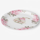Assiettes En Carton Une Petite Parties scintillant Florale rose Citrou (Angle)