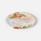 Assiettes En Carton Une Petite Pêche Est En Chemin Fille Baby shower (Angle)