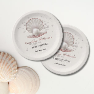Assiettes En Carton une petite perle sous le baby shower de mer