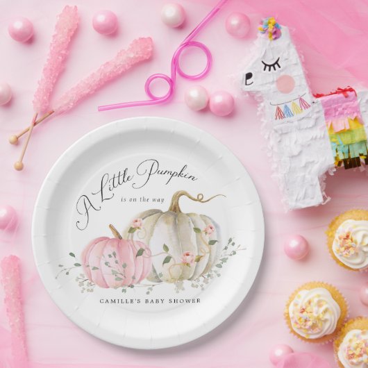 Assiettes En Carton Une petite plaque de Baby shower de fille Citrouil (Fête)