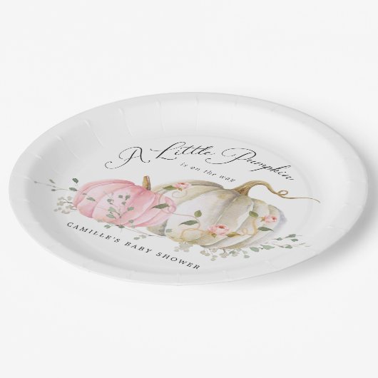 Assiettes En Carton Une petite plaque de Baby shower de fille Citrouil (Angle)