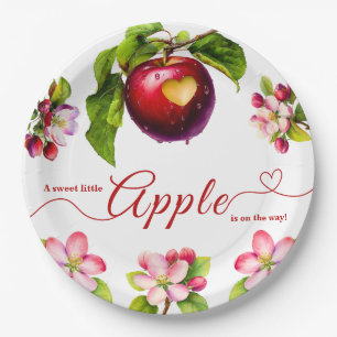 Assiettes En Carton Une petite pomme arrive Shower bébé automnal