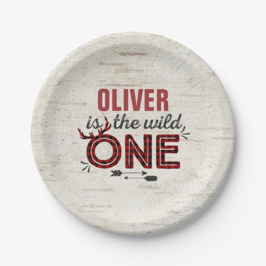 Assiettes En Carton Une plaque à papier sauvage 7" bûcheron rustique (Devant)