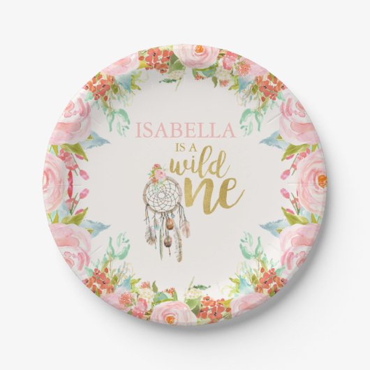 Assiettes En Carton Une plaque à papier sauvage 7" partie de Boho (Devant)