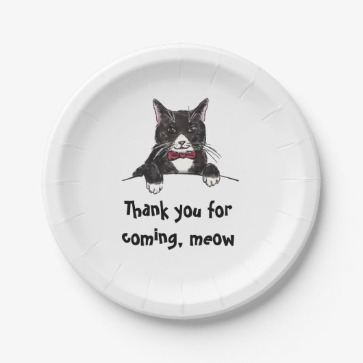 Assiettes En Carton Une plaque de papier Tuxedo Chat d'anniversaire (Devant)