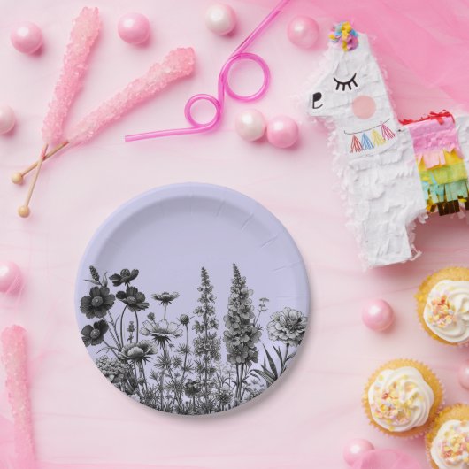 Assiettes En Carton Une Plaque Papier Baby shower Un Peu Fleur sauvage (Fête)