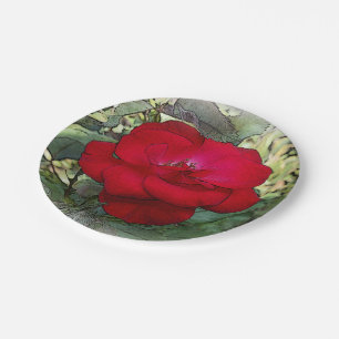 Assiettes En Carton Une rose solitaire