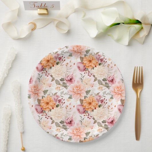 Assiettes En Carton Une série de fleurs automnales Design 2 (Mariage)