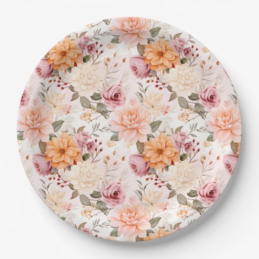 Assiettes En Carton Une série de fleurs automnales Design 2 (Devant)