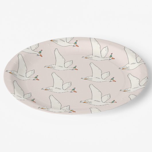 Assiettes En Carton Une Soirée Rose d'Oie (Angle)