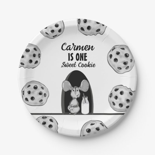 Assiettes En Carton Une souris de biscuits doux premier anniversaire (Devant)