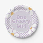 Assiettes En Carton Une Super fille Purple Daisy Checker (Devant)