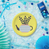 Assiettes En Carton Une théière moderne simple au pastel plante (Fête)