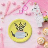 Assiettes En Carton Une théière moderne simple au pastel plante (Fête)
