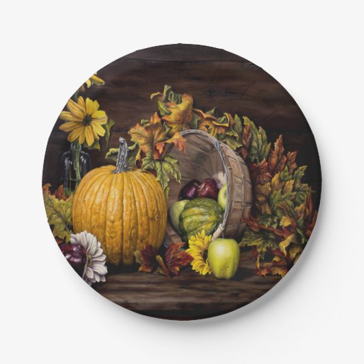Assiettes En Carton Une touche de plaques papier d'automne 7" (Devant)
