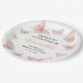 Assiettes En Carton Une vie de papillons Fête de mariage rose or (Angle)