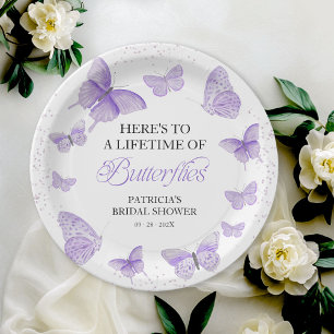 Assiettes En Carton Une Vie de Papillons Fête de Mariage Violet