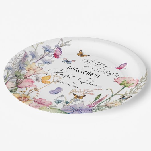 Assiettes En Carton Une vie de papillons Fleur sauvage Fête des mariée (Angle)