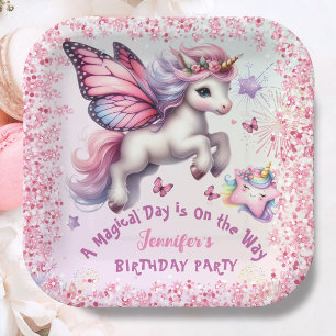 Assiettes En Carton Unicorn Anniversaire fille rose violet Parties sci