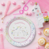 Assiettes En Carton Unicorn Baby shower Pastel Rainbow Cute (Fête)