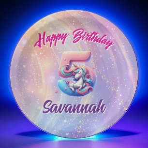 Assiettes En Carton Unicorn chatoyante 5e Plaques d'anniversaire joyeu