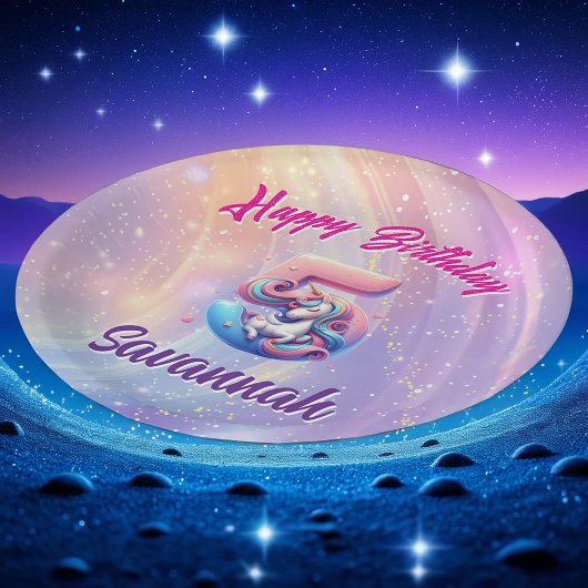 Assiettes En Carton Unicorn chatoyante 5e Plaques d'anniversaire joyeu