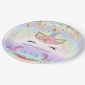 Assiettes En Carton Unicorn fête Rainbow 1er Anniversaire whimsday gir (Angle)