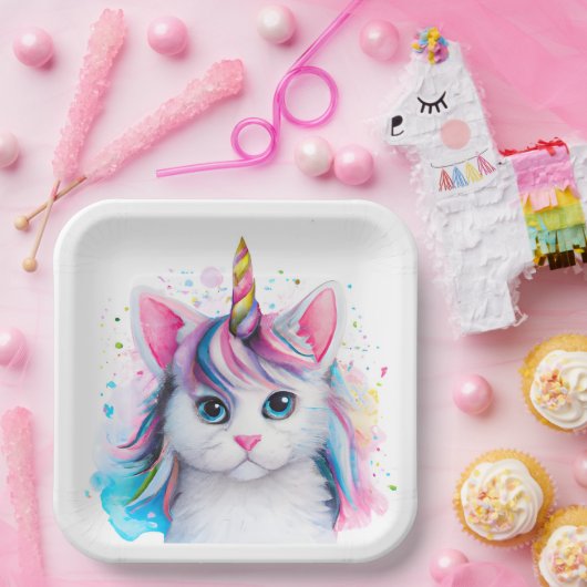 Assiettes En Carton Unicorn Kitten (Fête)