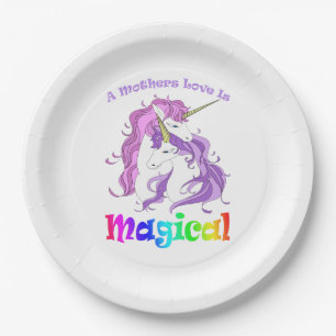 Assiettes En Carton Unicorn Maman Une Mère L'Amour Est Magique