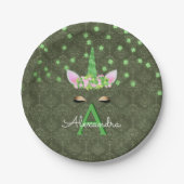 Assiettes En Carton Unicorn Monogramme Green St. Patrick's Day (Devant)