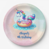 Assiettes En Carton Unicorn Pool Party Anniversaire (Devant)