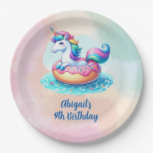 Assiettes En Carton Unicorn Pool Party Anniversaire