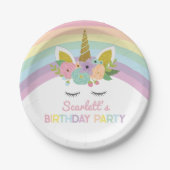 Assiettes En Carton Unicorn Rainbows Plaques papier pour fête d'annive (Devant)