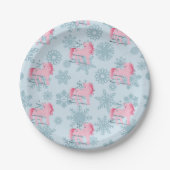 Assiettes En Carton Unicorn rose mignonne Girl Whimsical Snowflakes (Devant)