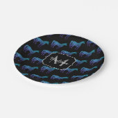 Assiettes En Carton Unicorn Sparkles aqua blue ombre motif Monogramme (Angle)