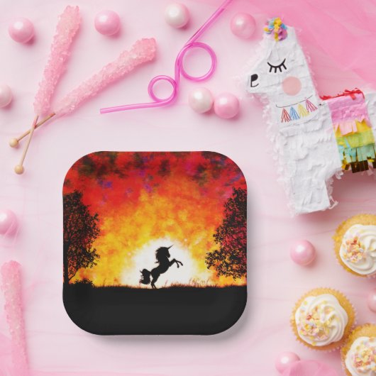 Assiettes En Carton Unicorne (Fête)
